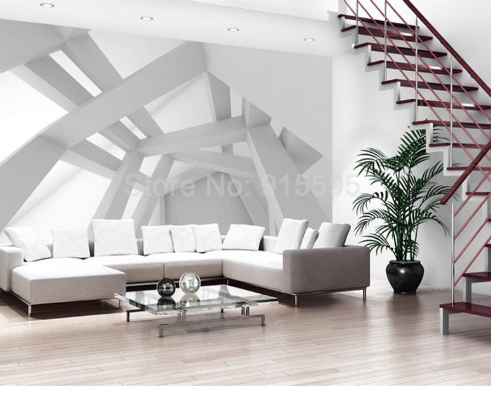 3D Wallpaper Geometric Ceiling